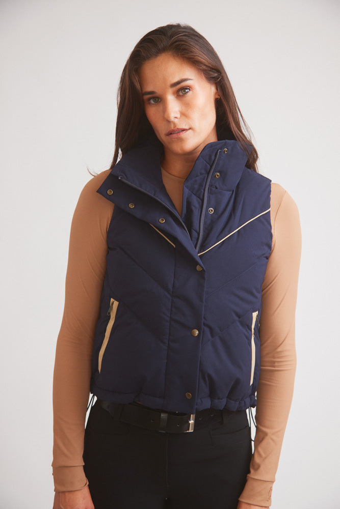 Mia | Water-Resistant Down Riding Vest | Navy