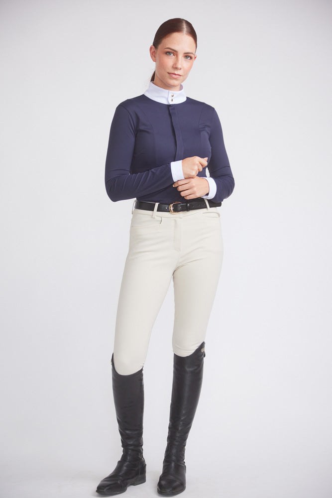 Isabel 2.0 | Long-sleeve Equestrian Show Shirt | UV Lightweight Fabric | Navy