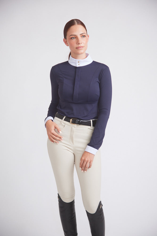 Isabel 2.0 | Long-sleeve Equestrian Show Shirt | UV Lightweight Fabric | Navy