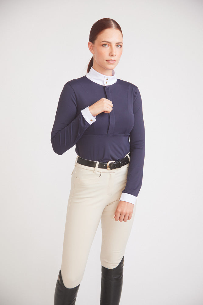 Isabel 2.0 | Long-sleeve Equestrian Show Shirt | UV Lightweight Fabric | Navy
