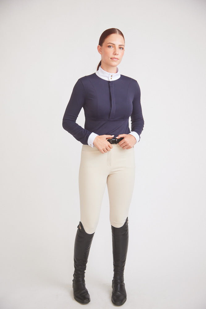 Isabel 2.0 | Long-sleeve Equestrian Show Shirt | UV Lightweight Fabric | Navy