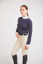 Isabel 2.0 | Long-sleeve Equestrian Show Shirt | UV Lightweight Fabric | Navy