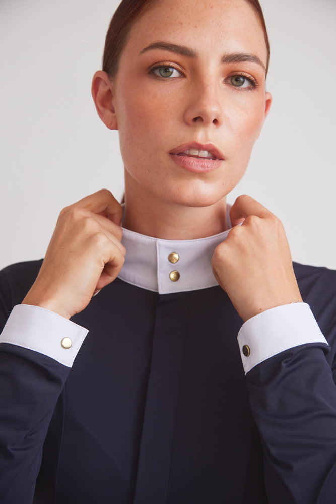 Isabel 2.0 | Long-sleeve Equestrian Show Shirt | UV Lightweight Fabric | Navy