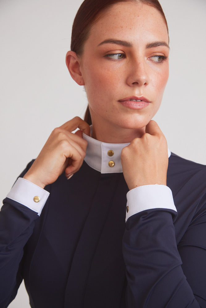 Isabel 2.0 | Long-sleeve Equestrian Show Shirt | UV Lightweight Fabric | Navy