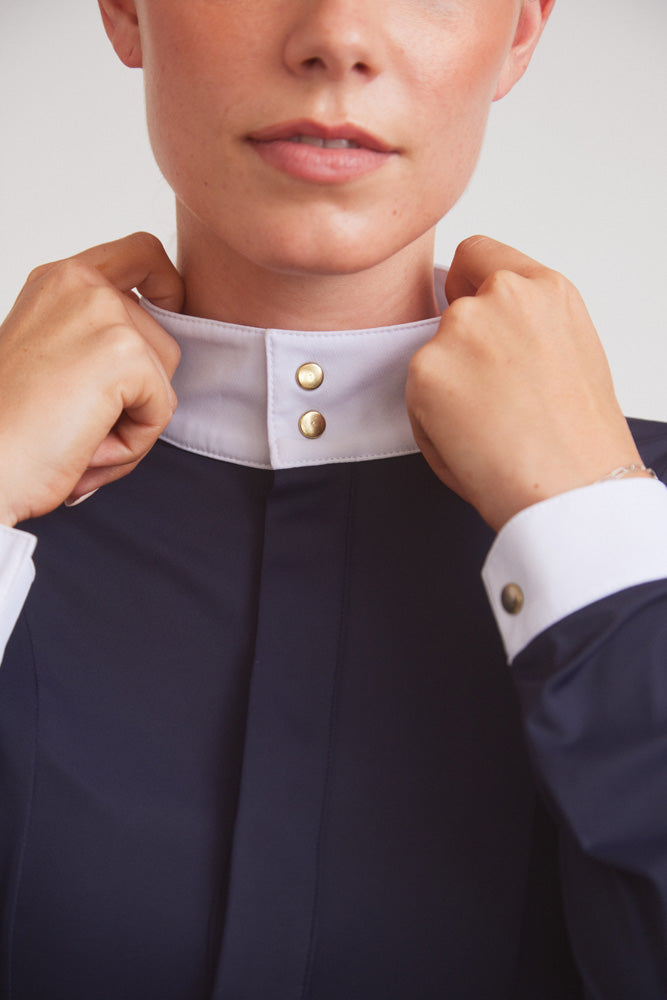 Isabel 2.0 | Long-sleeve Equestrian Show Shirt | UV Lightweight Fabric | Navy