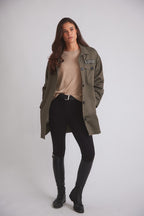 James | Oversized Cavalry Jacket | Army Green Twill