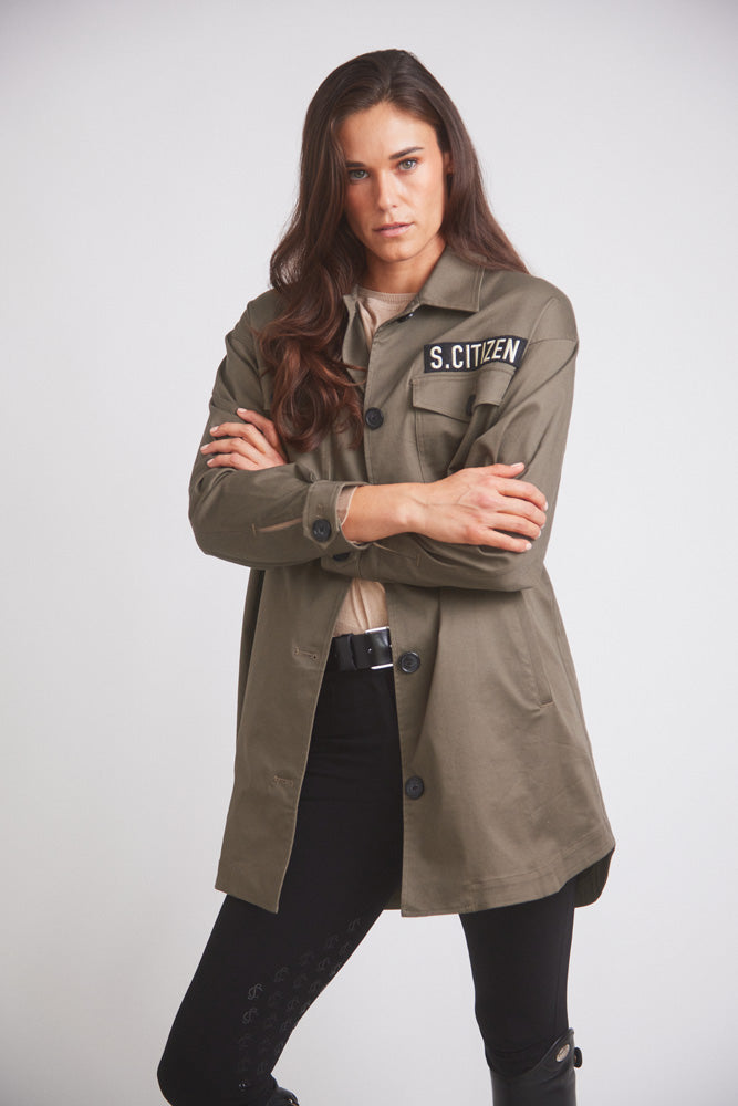 James | Oversized Cavalry Jacket | Army Green Twill