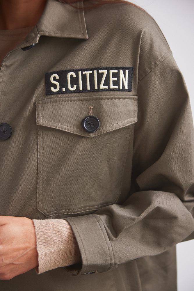 James | Oversized Cavalry Jacket | Army Green Twill