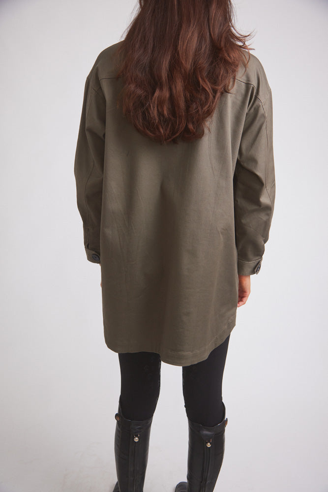James | Oversized Cavalry Jacket | Army Green Twill