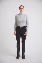 Katie | Long Sleeve Zip-Up Riding Top | Dove Grey
