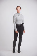 Katie | Long Sleeve Zip-Up Riding Top | Dove Grey