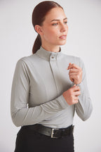 Katie | Long Sleeve Zip-Up Riding Top | Dove Grey