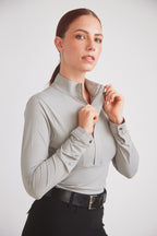 Katie | Long Sleeve Zip-Up Riding Top | Dove Grey