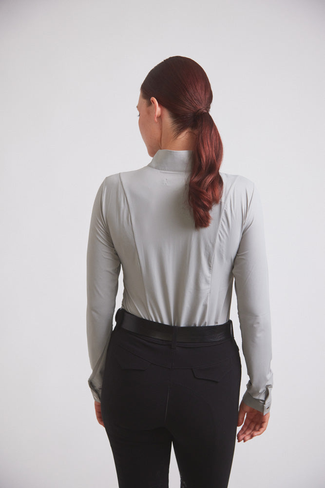 Katie | Long Sleeve Zip-Up Riding Top | Dove Grey