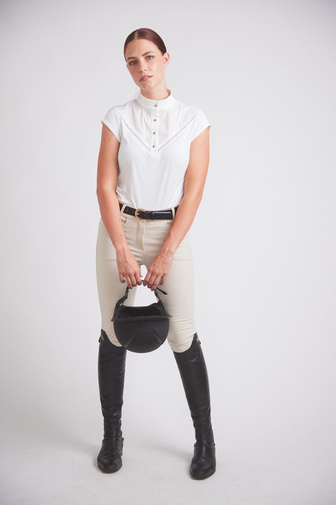 Coco | Cap-sleeve Equestrian Show Shirt | Lightweight UV Fabric | Ivory