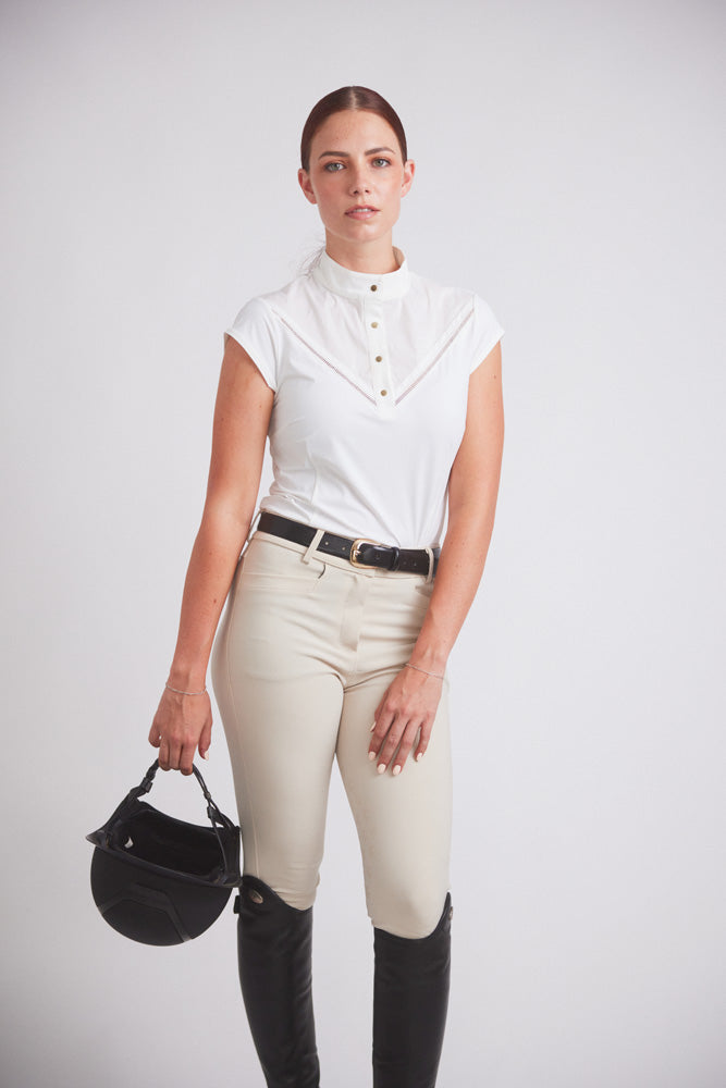Coco | Cap-sleeve Equestrian Show Shirt | Lightweight UV Fabric | Ivory