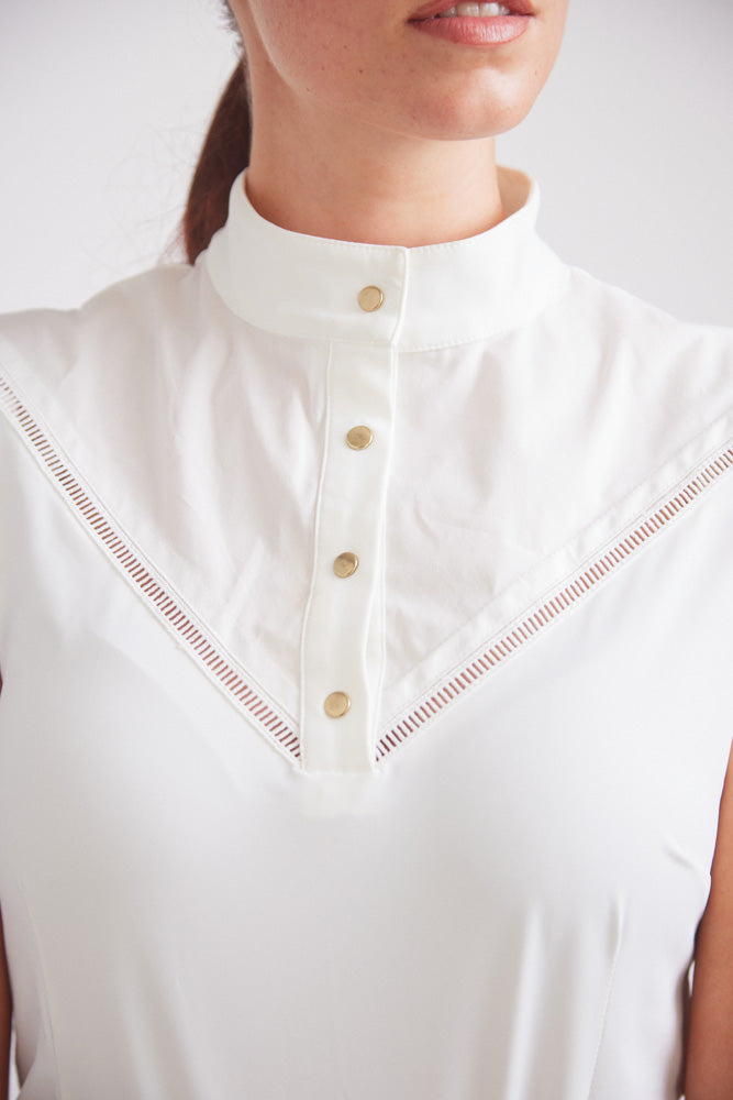 Coco | Cap-sleeve Equestrian Show Shirt | Lightweight UV Fabric | Ivory