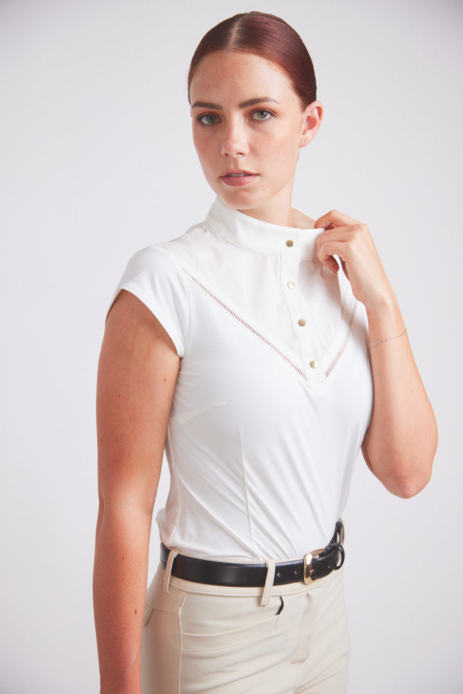Coco | Cap-sleeve Equestrian Show Shirt | Lightweight UV Fabric | Ivory