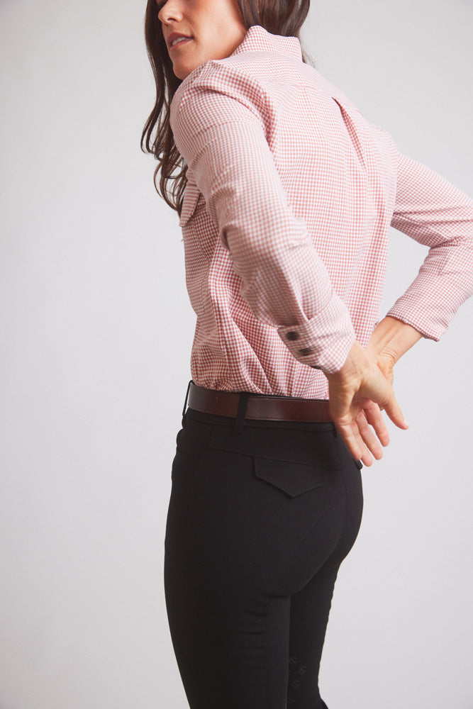 Jessica II | Gingham Equestrian Button-Down Shirt | Cinnamon