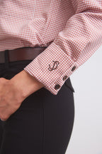Jessica II | Gingham Equestrian Button-Down Shirt | Cinnamon