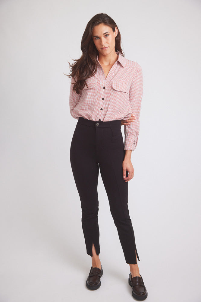 Jessica II | Gingham Equestrian Button-Down Shirt | Cinnamon