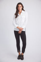 Jessica | Seersucker Equestrian Button-Down Shirt | Ivory