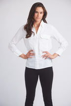 Jessica | Seersucker Equestrian Button-Down Shirt | Ivory