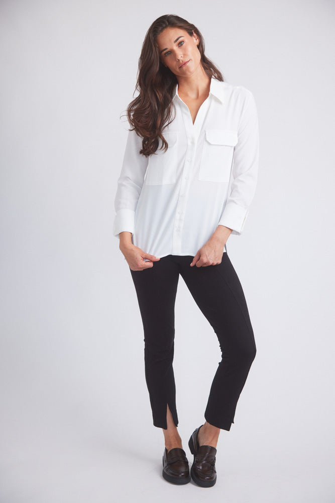 Jessica | Seersucker Equestrian Button-Down Shirt | Ivory