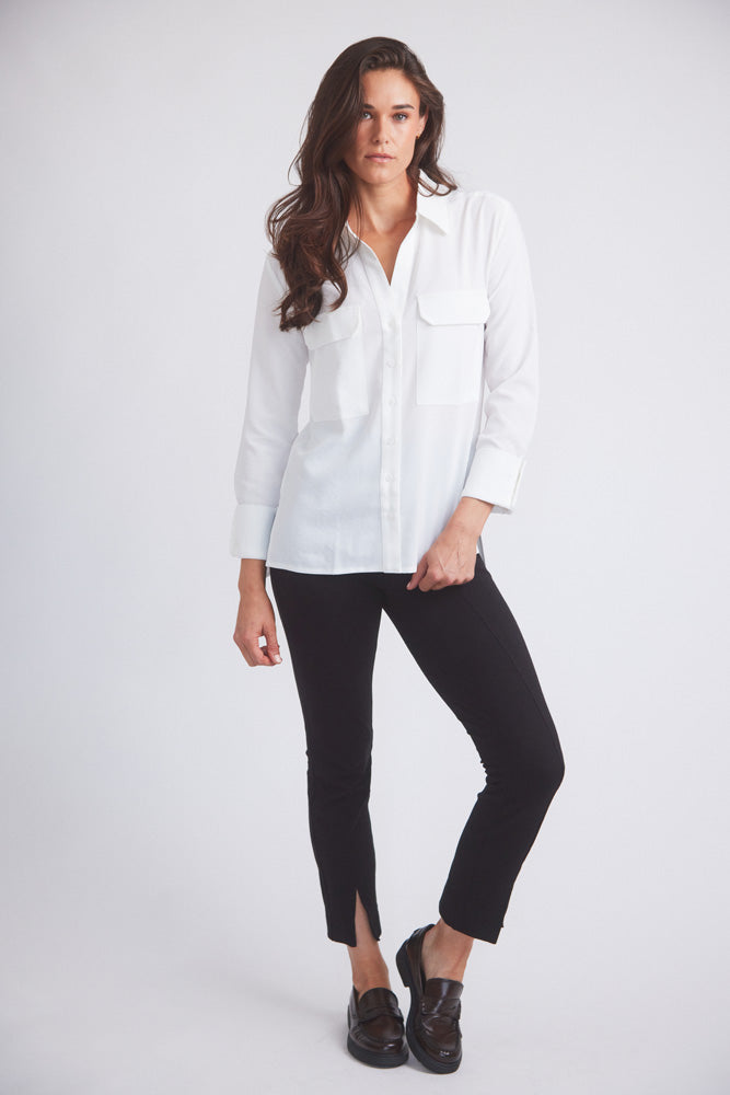 Jessica | Seersucker Equestrian Button-Down Shirt | Ivory