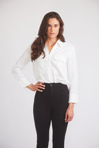Jessica | Seersucker Equestrian Button-Down Shirt | Ivory