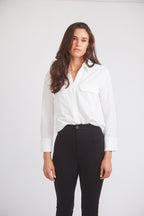 Jessica | Seersucker Equestrian Button-Down Shirt | Ivory