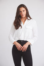 Jessica | Seersucker Equestrian Button-Down Shirt | Ivory