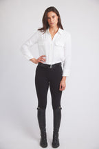 Jessica | Seersucker Equestrian Button-Down Shirt | Ivory