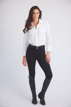 Jessica | Seersucker Equestrian Button-Down Shirt | Ivory