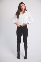 Jessica | Seersucker Equestrian Button-Down Shirt | Ivory