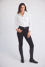 Jessica | Seersucker Equestrian Button-Down Shirt | Ivory