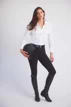 Jessica | Seersucker Equestrian Button-Down Shirt | Ivory