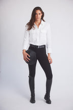 Jessica | Seersucker Equestrian Button-Down Shirt | Ivory