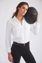 Jessica | Seersucker Equestrian Button-Down Shirt | Ivory