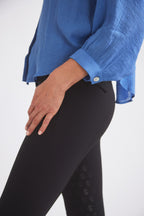 Lee | Mandarin Collar Button Blouse | French Blue