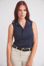 Cameron | Sleeveless Zip Riding Top | Deep Navy