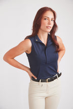 Cameron | Sleeveless Zip Riding Top | Deep Navy