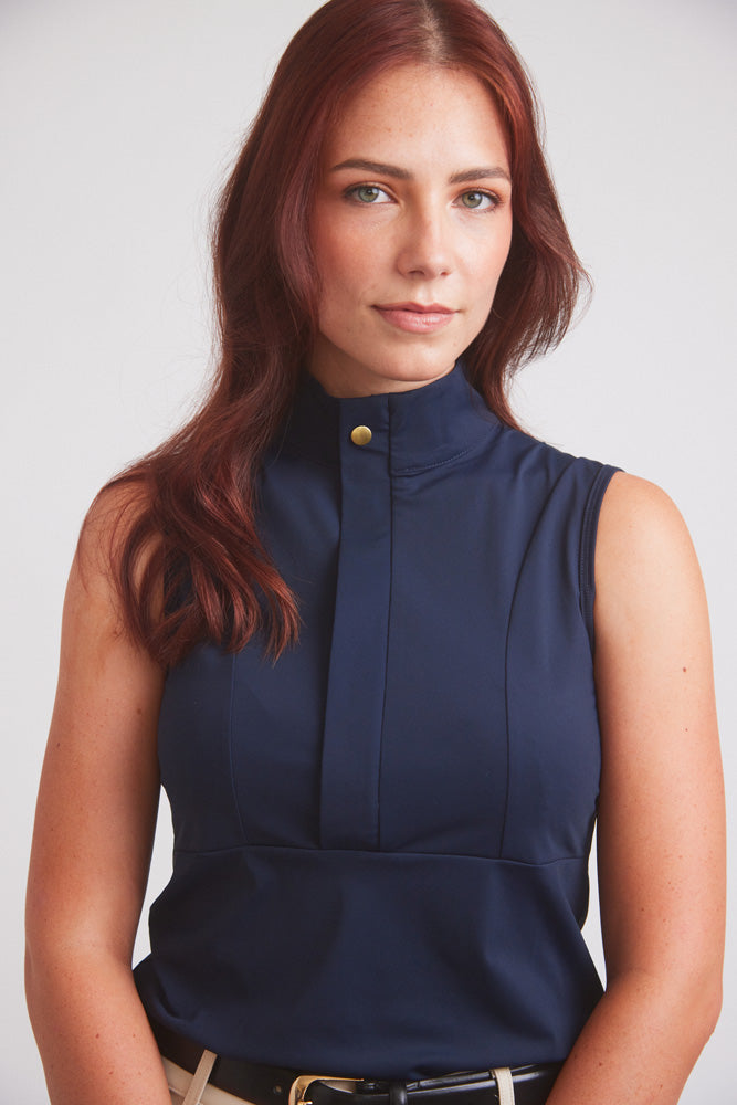 Cameron | Sleeveless Zip Riding Top | Deep Navy