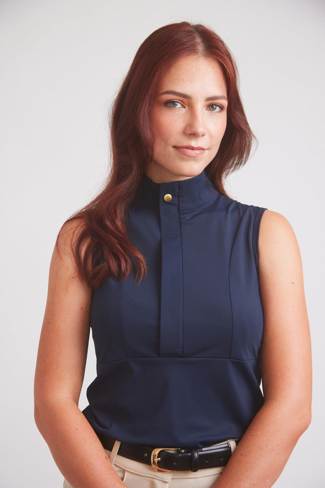 Cameron | Sleeveless Zip Riding Top | Deep Navy