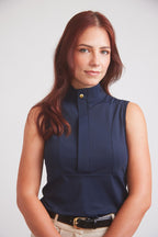 Cameron | Sleeveless Zip Riding Top | Deep Navy