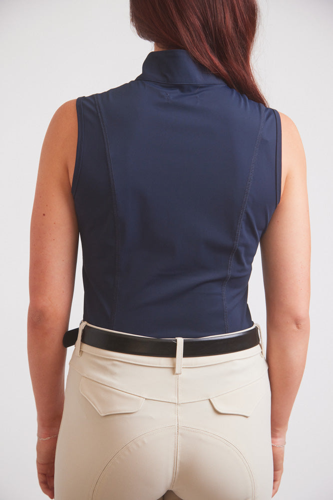 Cameron | Sleeveless Zip Riding Top | Deep Navy