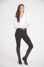 Carol | Performance Crewneck Riding Top | White Rib