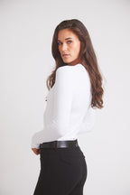 Carol | Performance Crewneck Riding Top | White Rib