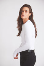 Carol | Performance Crewneck Riding Top | White Rib