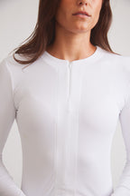 Carol | Performance Crewneck Riding Top | White Rib